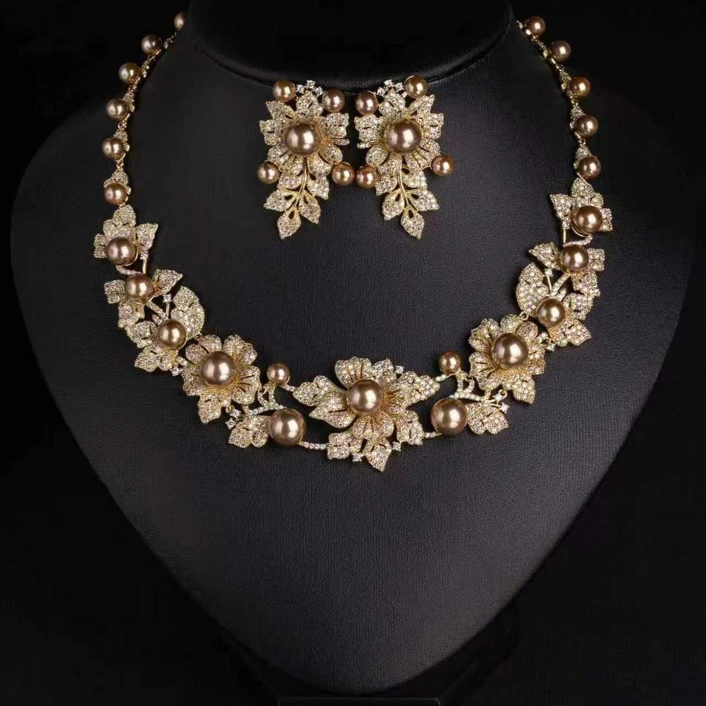 [MIMMS-20260814-0097] Crystal Necklace & Earrings Set 03